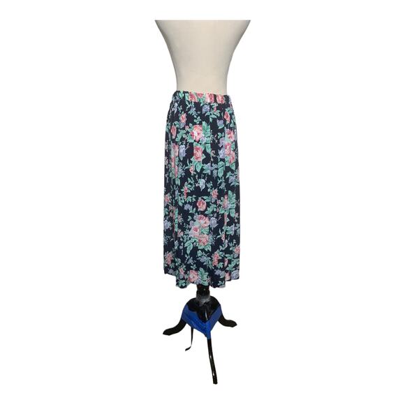 Alfred Dunner vintage floral pleated midi pull on skirt size 12 - Picture 2 of 11